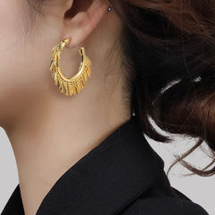 Nadine Statement Tassel Hoop Earrings