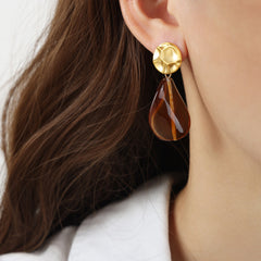 Resin Stone-Look Drop Earrings