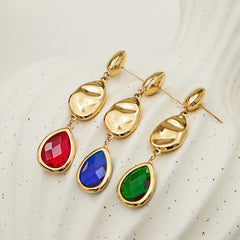 18K Gold-Plated Sculptural Glass Teardrop Earrings