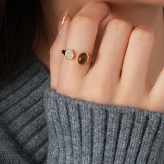Camille Vintage-Inspired Tiger-Eye Adjustable Ring