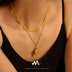 18K Gold-Plated Shell Pendant and Layering Chain Necklaces