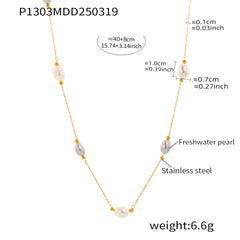 Cultured Freshwater Pearl Bead Chain Necklace