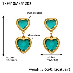 18K Gold-Plated Faceted Glass Heart Jewelry