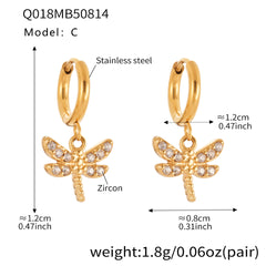 Cubic Zirconia Dragonfly Charm Earrings