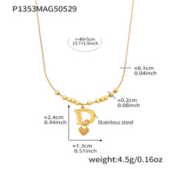 Letter D Heart Charm Necklace