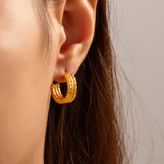 Layered Textured Mini Hoop Earrings