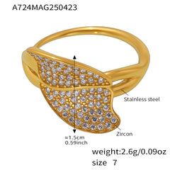 Cubic Zirconia Leaf Open Ring