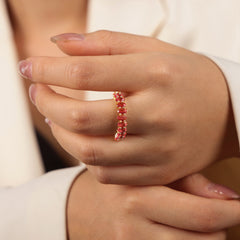 Colored Cubic Zirconia Geometric Open Ring