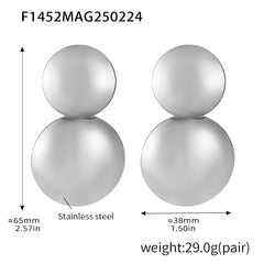 Polished Double-Disc Stainless Steel Earrings