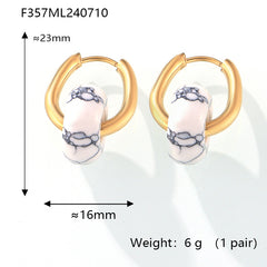 Stone Accent Charm Hoop Earrings