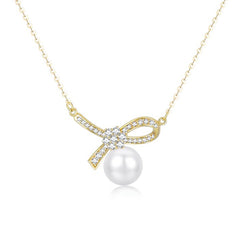 Daphne Vintage-Inspired Pearl Bow Necklace