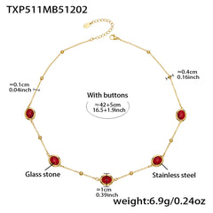 Faceted Oval Glass Stone Necklace, Bracelet & Earrings