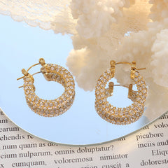 Stone-Set Multi-Row Hoop Earrings