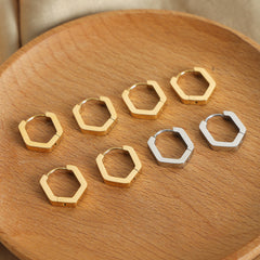 Polished Angular Huggie Earrings