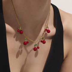 18K Gold-Plated Cherry Charm Necklace or Bracelet