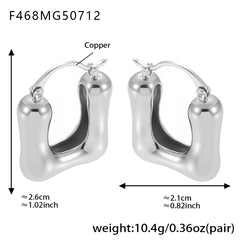 Polished U-Shaped Copper-Base Hoop Earrings