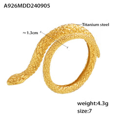 18K Gold-Plated Coiled Snake Open Ring