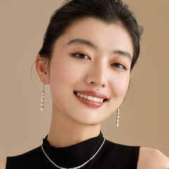 Nicolette Pearl Pavé Tassel Drop Earrings