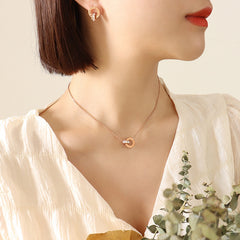 Roman Numeral Double-Ring Necklace & Earrings