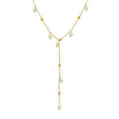18K Gold-Plated Pearl-Look Lariat Necklace