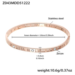 Roman Numeral and Stone Detail Bangle Bracelet