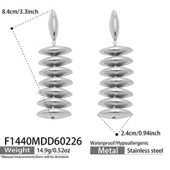 Polished Stacked Disc Drop Earrings