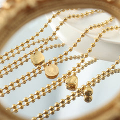 18K Gold-Plated Beaded Charm Chain Bracelet