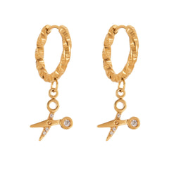 18K Gold-Plated Cubic Zirconia Charm Hoop Designs