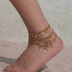 Gold-Tone Sparkling Charm Bracelet or Anklet