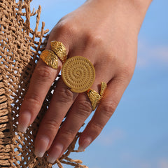 18K Gold-Plated Sculptural Ribbed Coil Ring