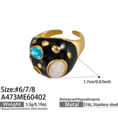 18K Gold-Plated Enamel & Stone-Accent Rings