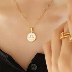 White Shell Zodiac Pendant Necklace