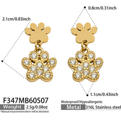 Clover-Motif Stainless Steel Drop Earrings