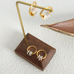 Triple Sparkle Charm Hoop Earrings