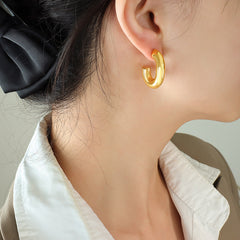 Sculptural U-Shaped Hoop Earrings