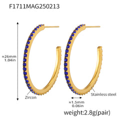 Cubic Zirconia Open Hoop Earrings