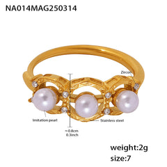 Pearl-Look Triple Bead Ring