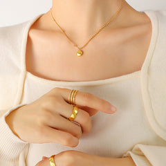 Polished Coin Pendant Mixed-Chain Necklace