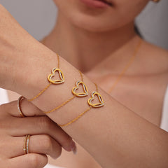 Heart Cubic Zirconia Necklace Bracelet or Flat Chain