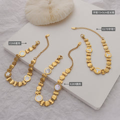 18K Gold-Plated White Shell Geometric Bracelet