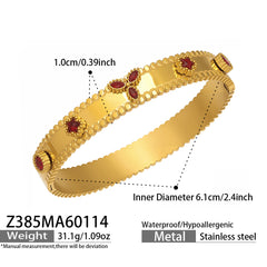 Floral Glass and Cubic Zirconia Clasp Bangles