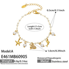 Ocean Charm Shell Pearl-Look Bracelet