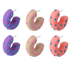 Polka Dot Resin C-Hoop Earrings