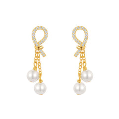 Camille Pearl Pavé Tassel Drop Earrings