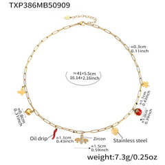 Bee and Enamel Charm Necklace, Bracelet or Anklet
