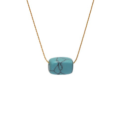 Natural Stone Rectangular Pendant Necklace