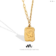 Embossed Butterfly Tag Necklace