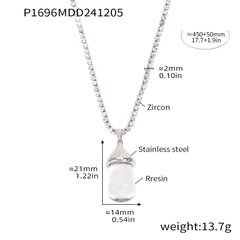 Sparkling Chain Resin Teardrop Pendant Necklace
