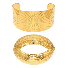 18K Gold-Plated Wide Textured Cuff Bracelet