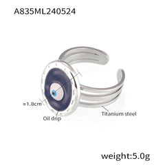 Evil Eye Enamel Open Ring
